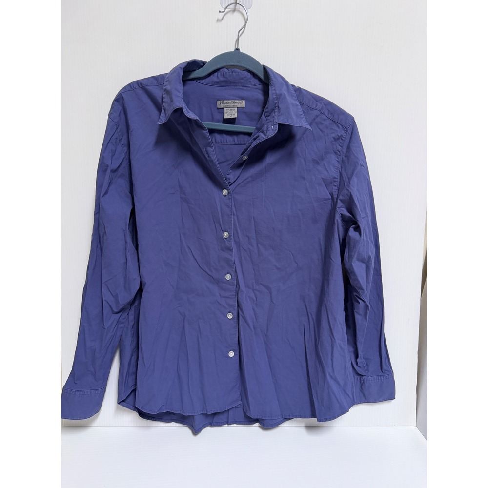 Eddie Bauer Womens XL Purple Long Sleeve Button Down Cotton Stretch Shirt